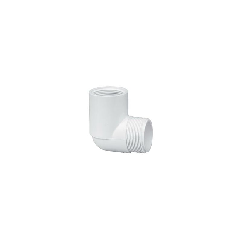 LASCO 412005BC Street Pipe Elbow, 1/2 in, MPT x FPT, 90 deg Angle, PVC, White, SCH 40 Schedule White