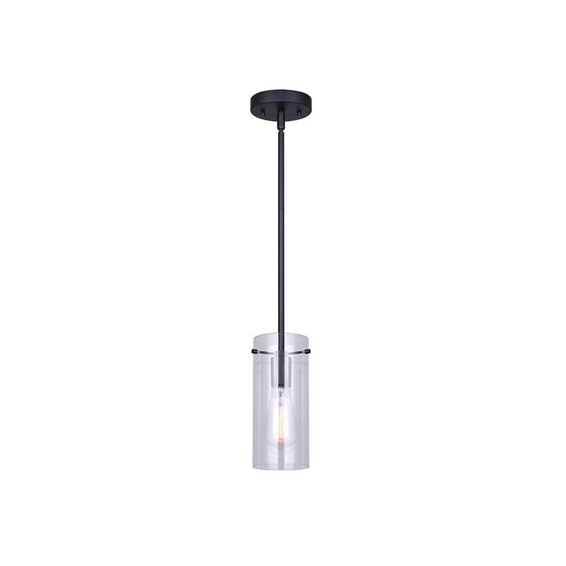 Canarm JONI IPL759A01BK Pendant Light, 120 V, 100 W, 1-Lamp, Type A Lamp, Metal Fixture, Black Fixture