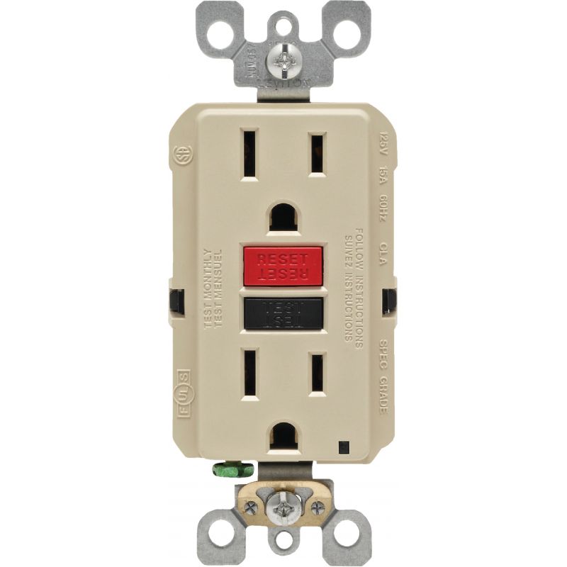 Leviton SmartLockPro Self-Test GFCI Outlet Ivory, 15A