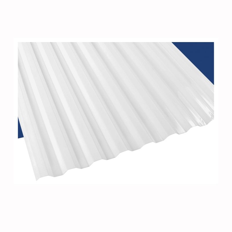 Suntuf 101891 Corrugated Panel, 10 ft L, 26 in W, Greca 76 Profile, 0.032 in Thick Material, Polycarbonate, Opal White Opal White