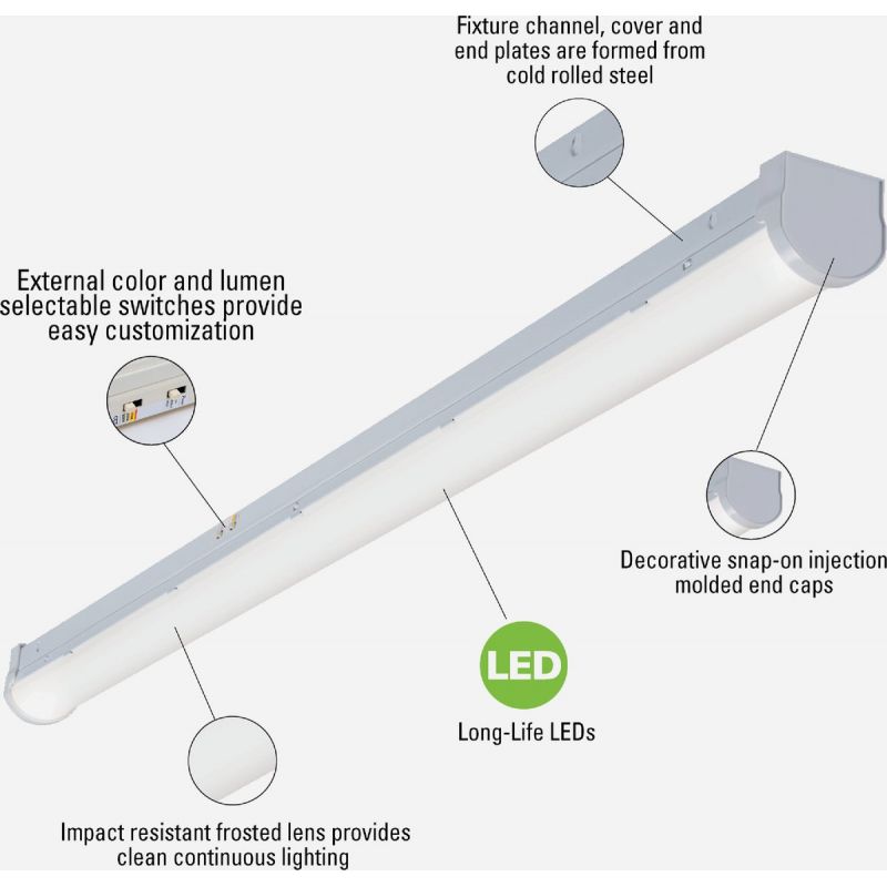 Metalux CCT LED Strip Light Ceiling Fixture White