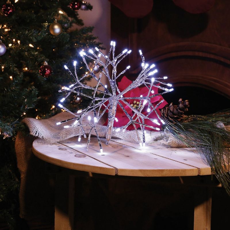 Alpine Hanging Twig Snowflake Ornament Lighted Decoration 10 In. W. X 10 In. H. X 10 In. L.