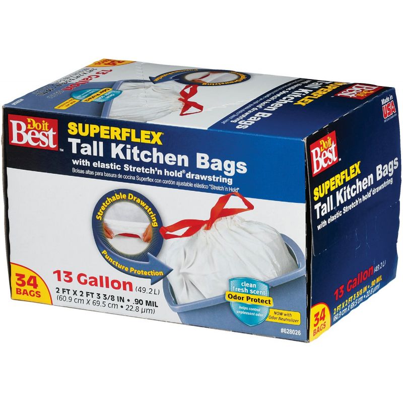 Do it Best Superflex Tall Kitchen Trash Bag 13 Gal., White