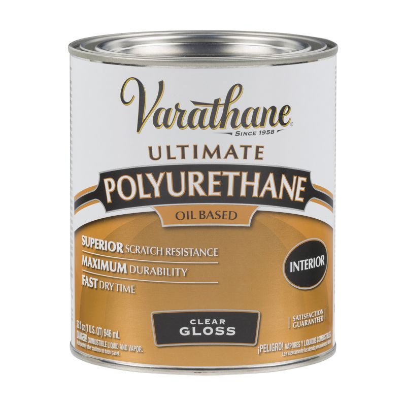 Varathane 9041H Polyurethane Wood Finish Paint, Gloss, Liquid, Clear, 1 qt, Can Clear