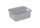 Sterilite 12726A06 Short Weave Basket, 1.3 cu-ft Capacity, Plastic, Cement, Rectangle 1.3 Cu-ft, Cement