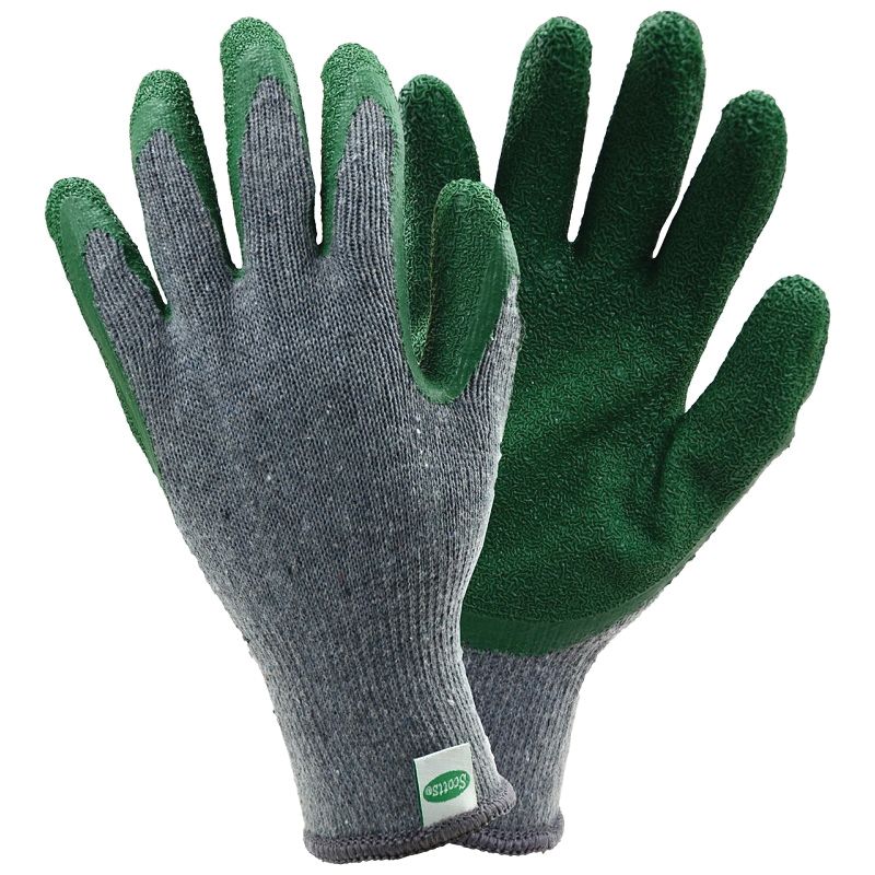 Scotts SC30501 L3P Coated Gloves, Men&#039;s, L, Elastic Knit Wrist Cuff, Latex Coating, Polyester Glove, Gray L, Gray