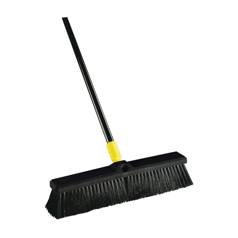 Quickie 00594 Push Broom, 24 in Sweep Face, Tampico Bristle, Steel Handle