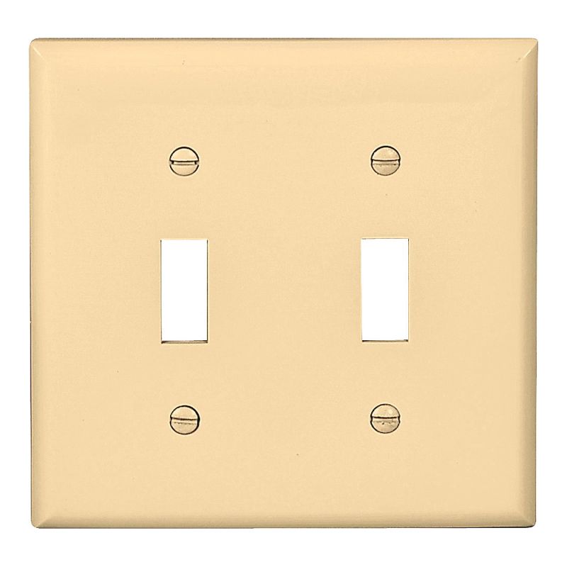 Eaton Wiring Devices 5139V-BOX Wallplate, 4-1/2 in L, 4.56 in W, 2 -Gang, Nylon, Ivory, High-Gloss Ivory