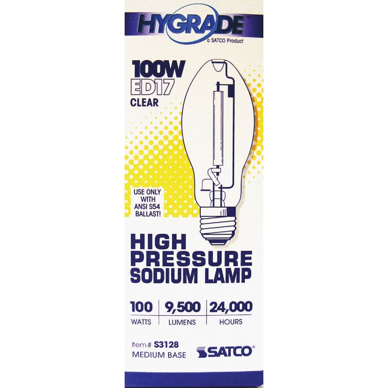 Satco ED17 Medium High-Pressure Sodium High-Intensity Light Bulb