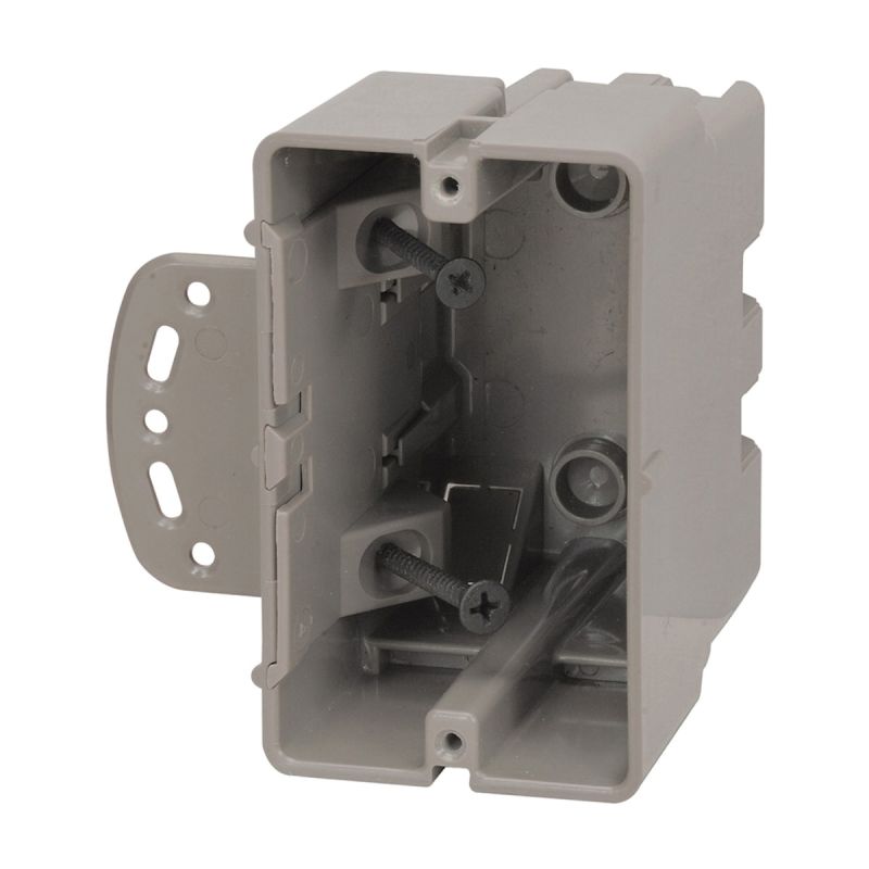Romex MSBMMT1G Multi-Mount Outlet Box, 1-Gang, 4-Knockout, 1/2 in, Polycarbonate, Gray, Wall Gray