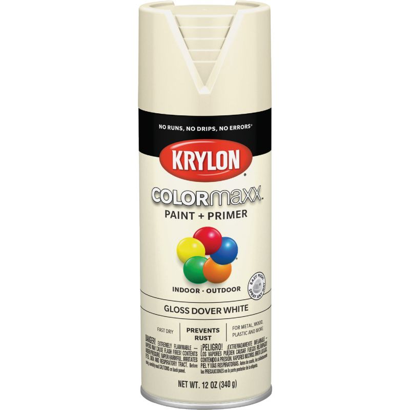 Krylon ColorMaxx Spray Paint + Primer Dover White, 12 Oz.