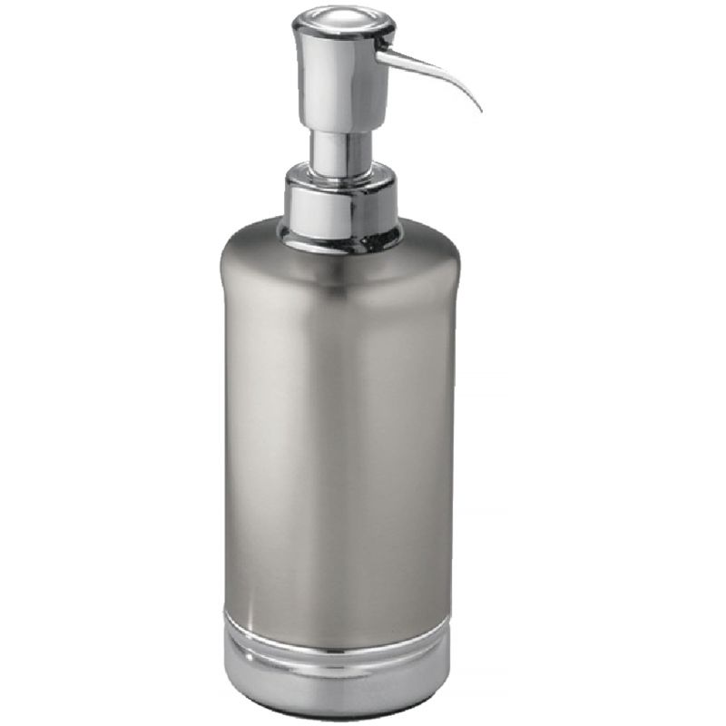 InterDesign York Pump Soap Dispenser 8 In. H. X 2-1/2 In. Dia., 8 Oz., Silver