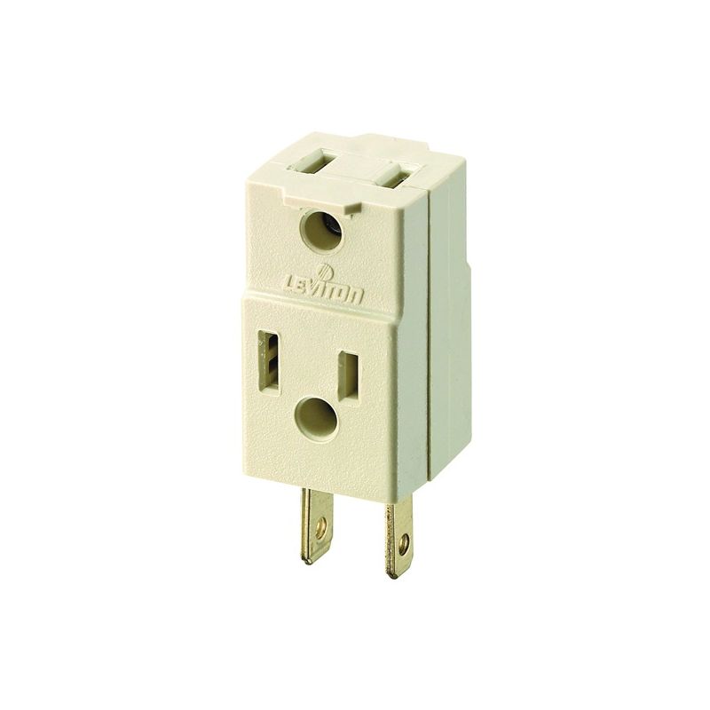 Leviton 001-00531-00I Triple Tap Outlet Adapter, 2 -Pole, 15 A, 125 V, 3 -Outlet, NEMA: NEMA 1-15R, Ivory Ivory
