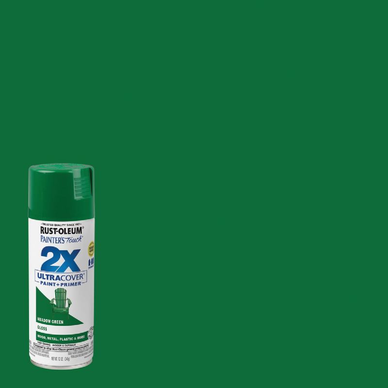 Rust-Oleum Painter&#039;s Touch 2X Ultra Cover Paint + Primer Spray Paint Meadow Green, 12 Oz.
