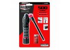 Dorcy 41-4350 Foldable Flashlight, AAA Battery, Alkaline Battery, LED Lamp, 500 Lumens, 20 m Beam Distance, Black/Red Black/Red