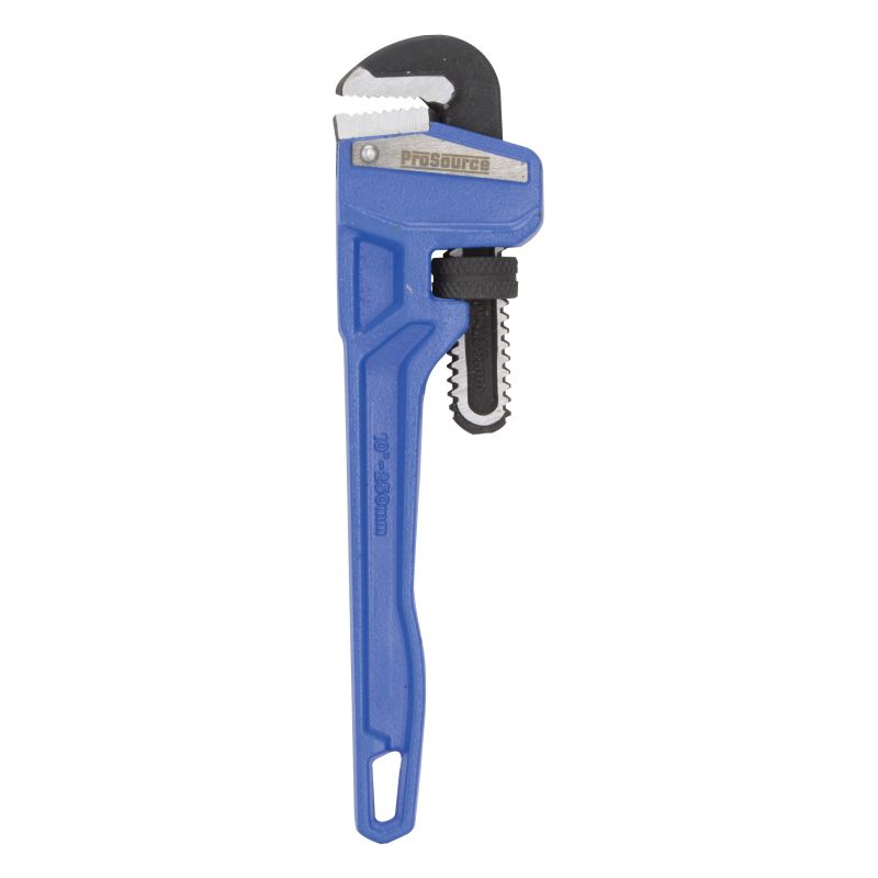 Vulcan JL40110 Pipe Wrench, 25 mm Jaw, 10 in L, Serrated Jaw, Die-Cast Carbon Steel, Powder-Coated, Heavy-Duty Handle Blue