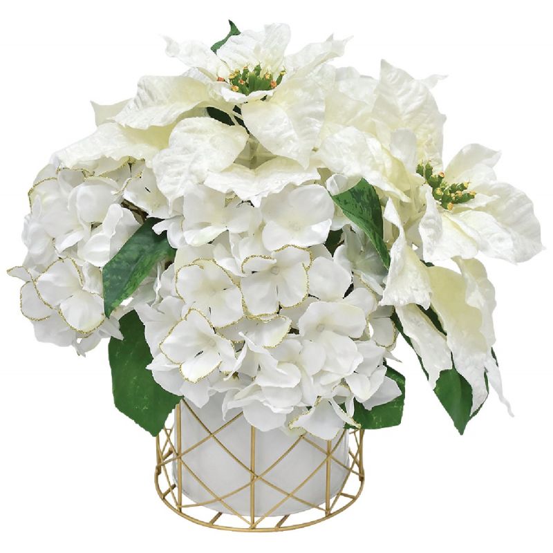 13 In. Poinsettia Winter White (Pack of 4)
