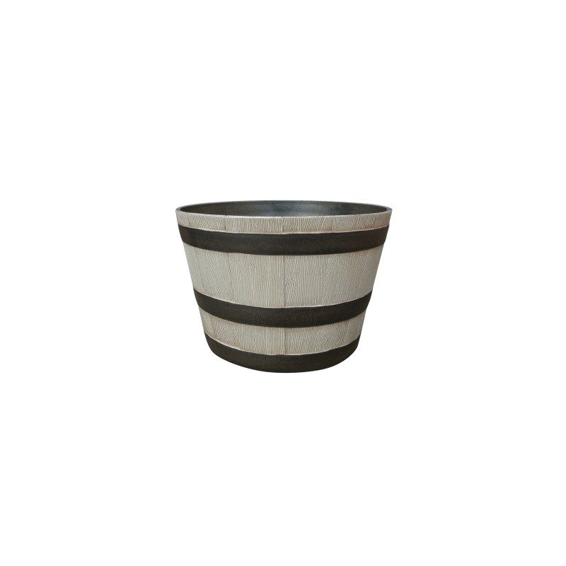 Southern Patio HDR-055457 Whiskey Barrel Planter, 15-1/2 in Dia, 9.1 in H, 15.4 in W, 15.4 in D, HDR, Birchwood/Gray Birchwood/Gray