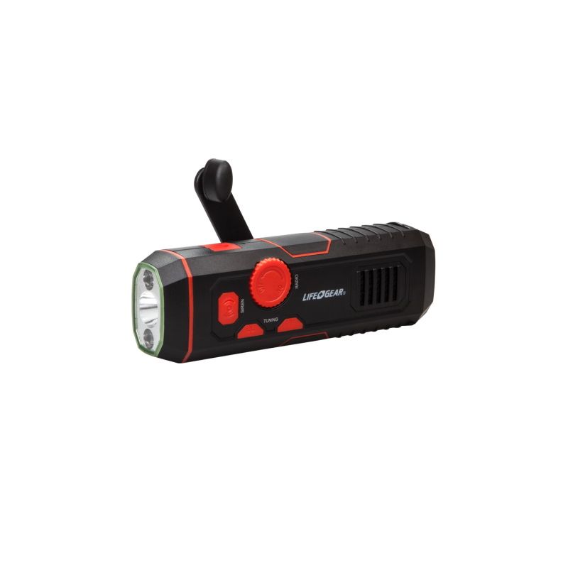 Dorcy Storm Proof Series LG38-60675-RED Crank Radio Light, 480 mAh, Lithium-Ion Battery, LED Lamp, 30 Lumens, Black/Red Black/Red