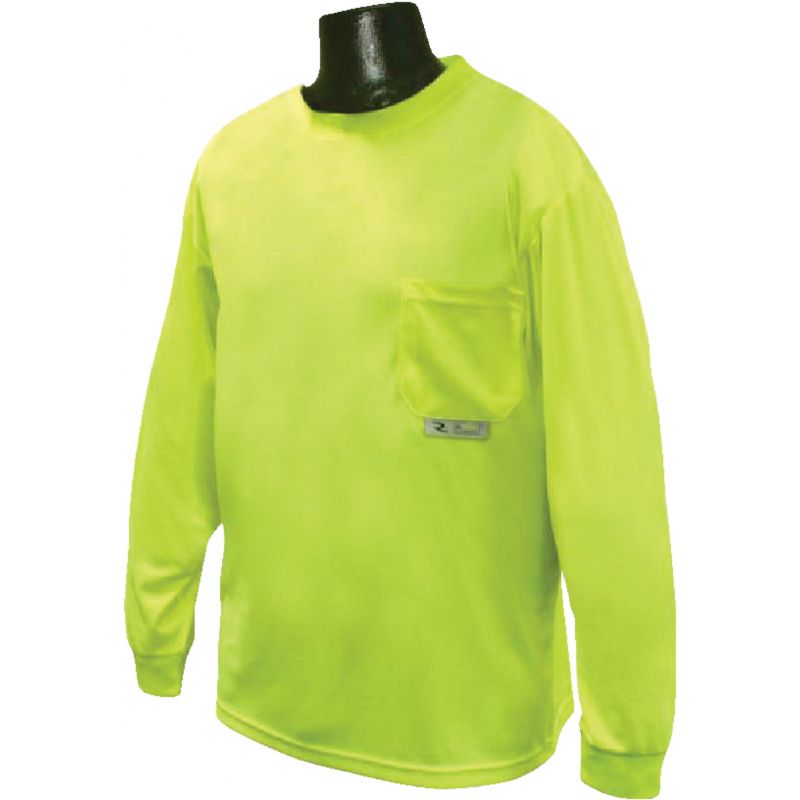 Radians Rad Wear Long Sleeve Safety T-Shirt L, Hi-Vis Green