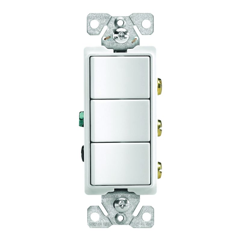 Eaton Wiring Devices 7700 7729W-BOX Combination Switch, 15 A, 120/277 V, SPST, Lead Wire Terminal, White White