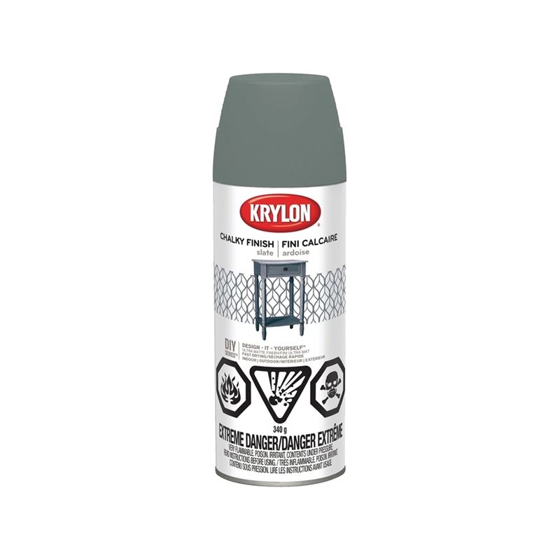 Krylon 4103 Chalk Spray Paint, Slate, 12 oz, Can Slate