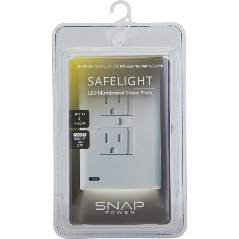 SnapPower SafeLight Outlet Wall Plate White