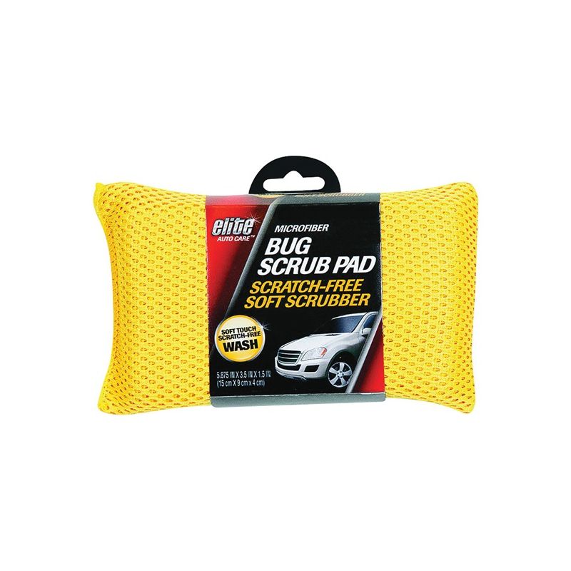 Elite Auto Care 8900 Bug Scrubber Pad, Microfiber Cloth, Yellow Yellow