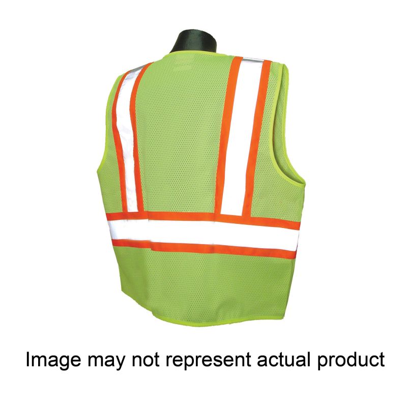 Radians SV22-2ZGML Safety Vest with Two-Tone Trim, L, Unisex, Fits to Chest Size: 26 in, Polyester, Regular, Zipper L, High-Visibility Green