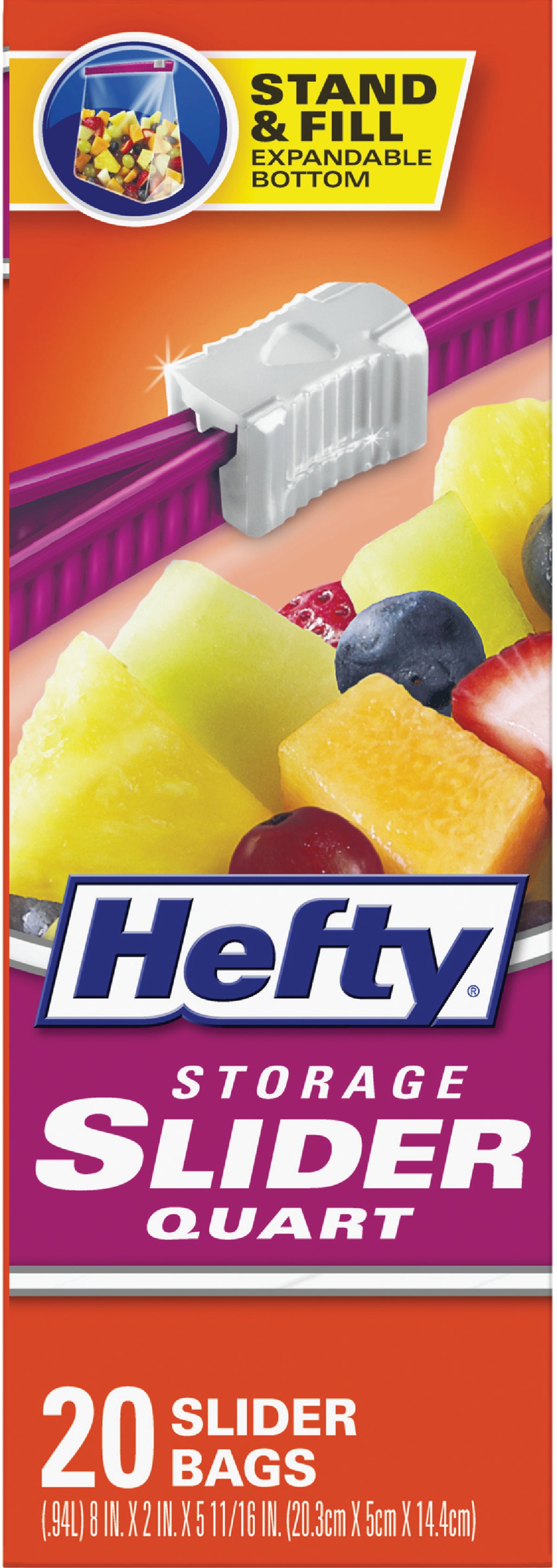 Hefty 1 Qt. Slider Freezer Bag Stand and Fill Expandable Bottom