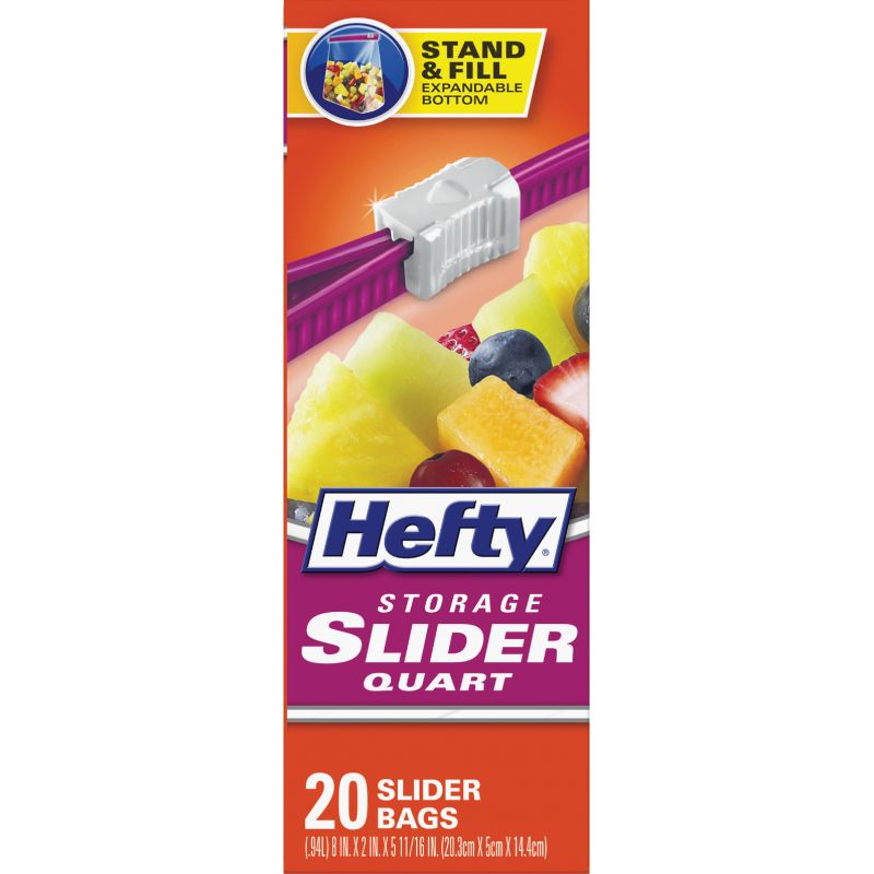 Hefty Stand &amp; Fill Slider Food Storage Bag Quart