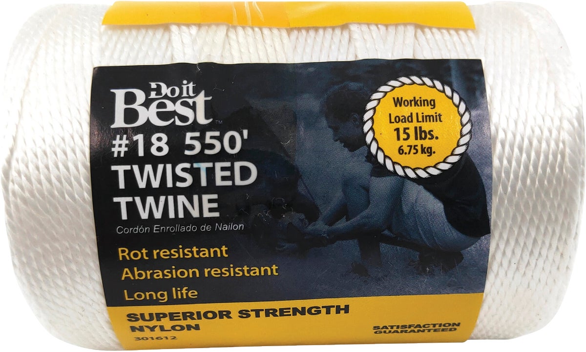 TWF-18 White Fisherman's Choice Twine 1 lb Size #18 Twisted Nylon 