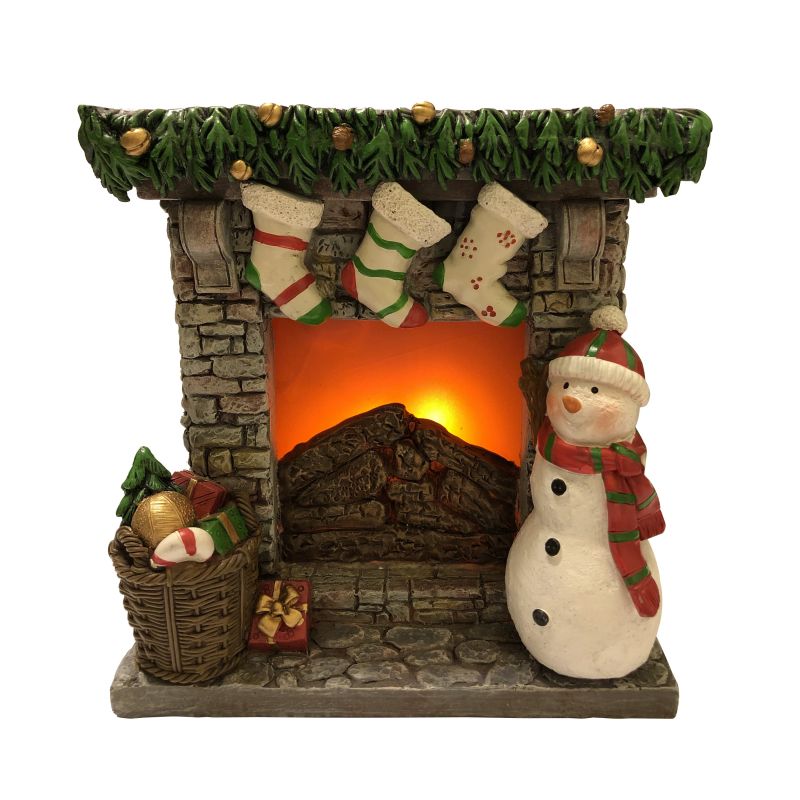 Hometown Holidays 36519 Christmas Collectible, 6.1 in H, LED Resin Fireplace, 95% Acrylic &amp; 5% PVC, Clear Clear