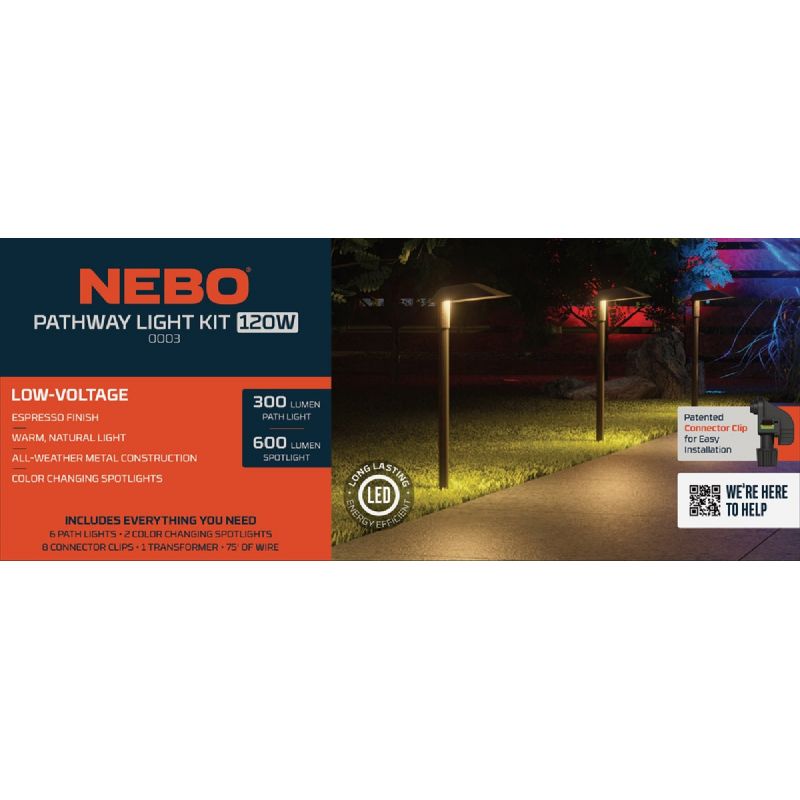 Nebo LED Sleek Landscape Path &amp; Stake Light Kit Espresso