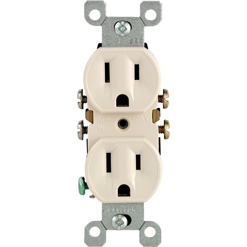 Leviton Shallow Grounded Duplex Outlet Light Almond, 15A