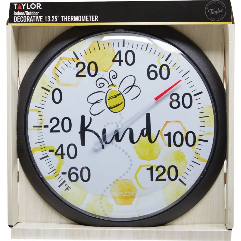 Taylor Bee Kind Indoor &amp; Outdoor Thermometer White / Yellow