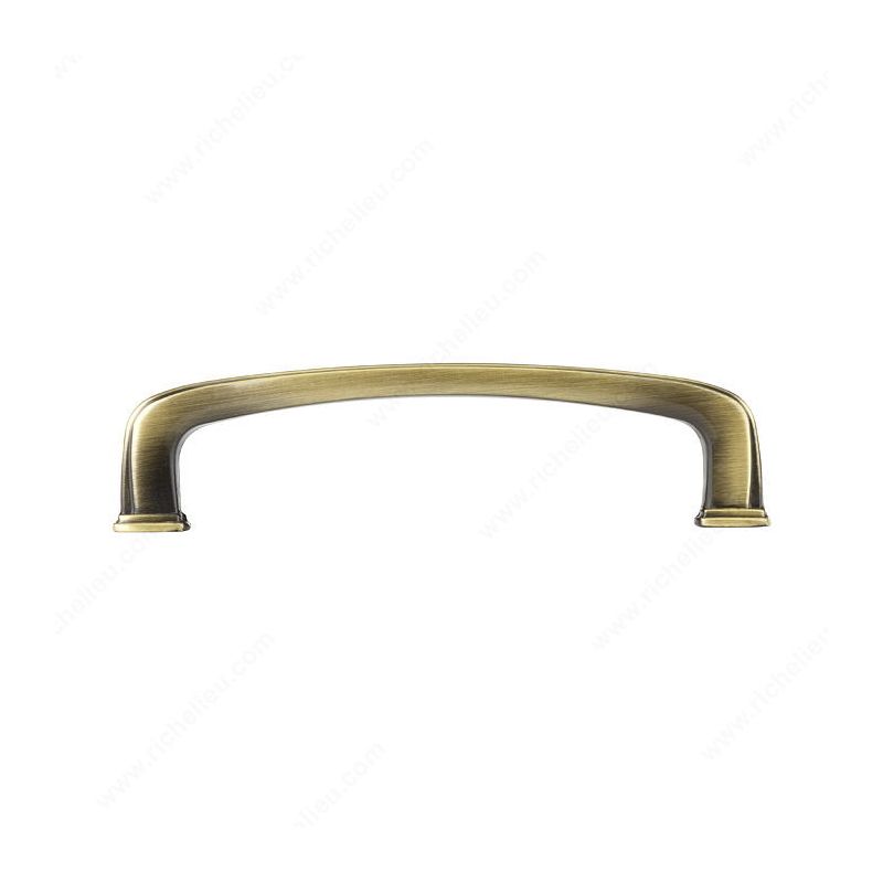 Richelieu BP81092AE Beveled Cabinet Pull, 4-1/4 in L Handle, 1-1/16 in Projection, Metal, Antique English Brass/Yellow, Transitional