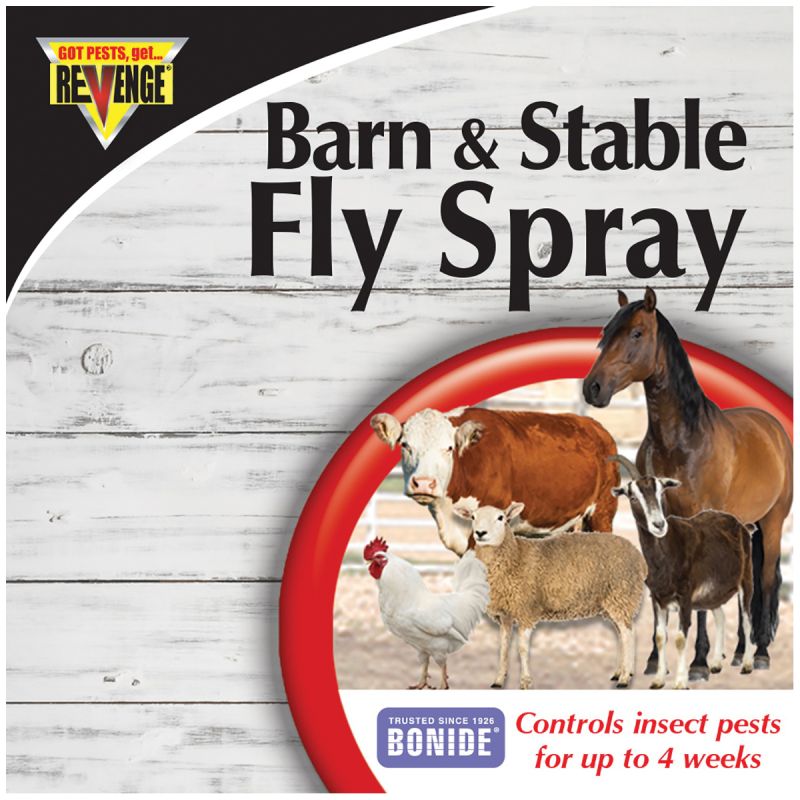 Bonide REVENGE 46186 Barn and Stable Fly Spray, Liquid, Opaque White, Insecticide, 1.33 gal Opaque White