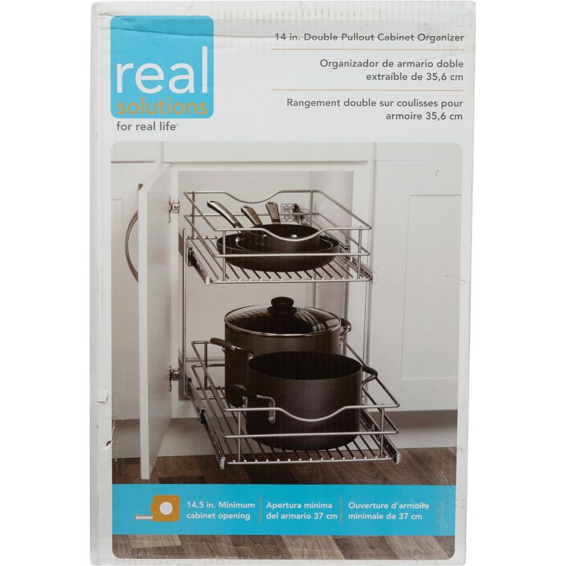 Knape &amp; Vogt Real Solutions Double Slide Out Wire Basket Organizer Silver