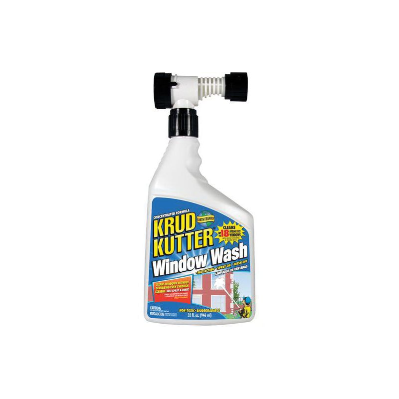 Krud Kutter WW32H4 Window Wash, 32 oz, Bottle, Liquid, Mild Clear