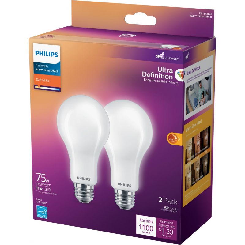 Philips Ultra Definition Warm Glow LED A21 Light Bulb
