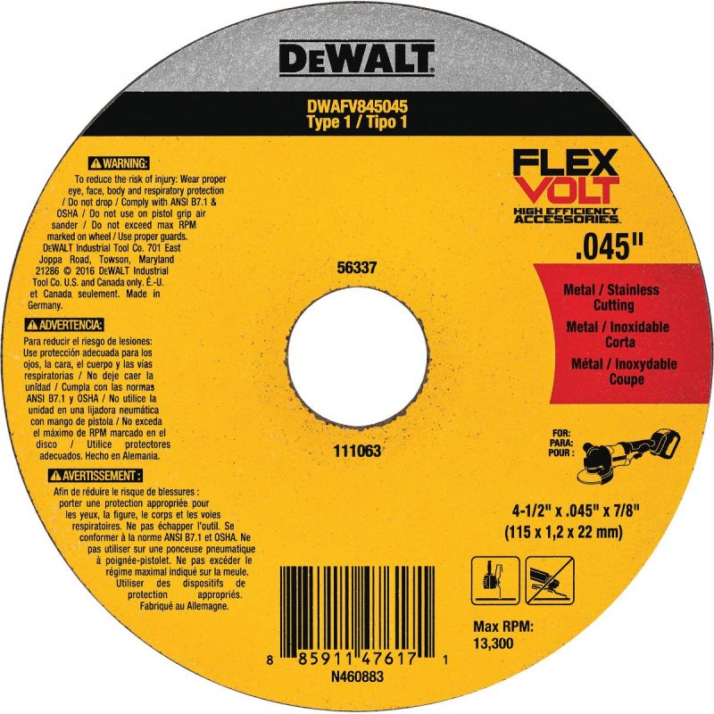 DeWalt Flexvolt Type 1 Cut-Off Wheel
