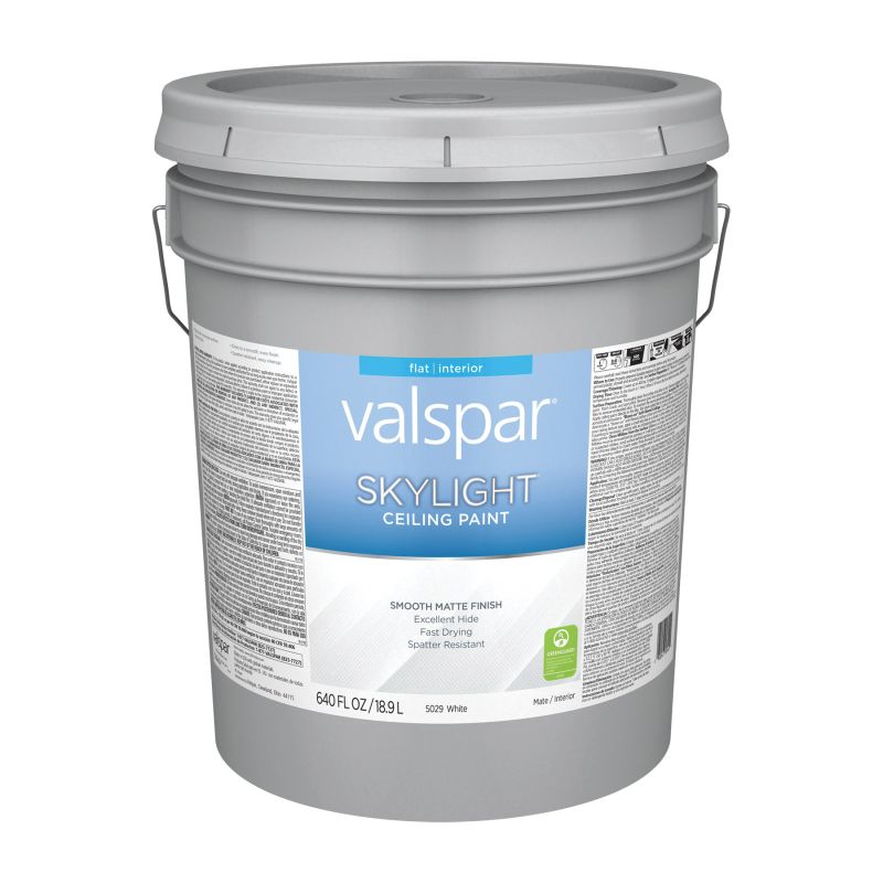 Valspar Skylight 5029 08 Ceiling Paint, Flat, White, 5 gal, Plastic Pail, Latex Base White