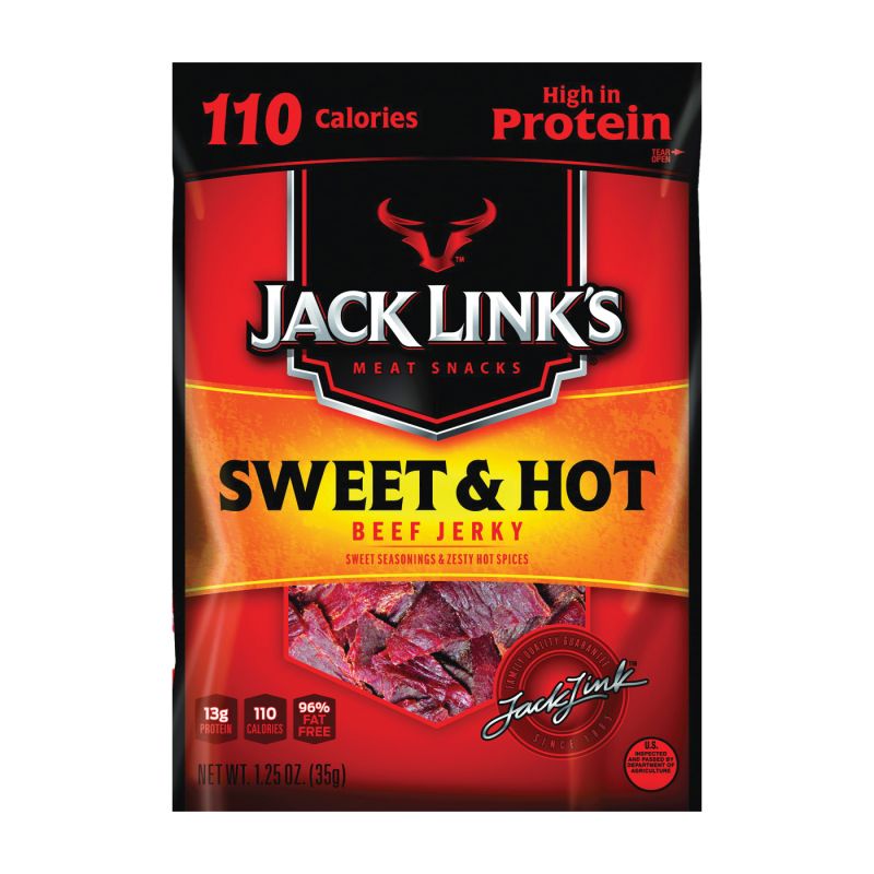 Jack Link&#039;s 10000008342 Snack, Jerky, Sweet, Hot, 1.25 oz