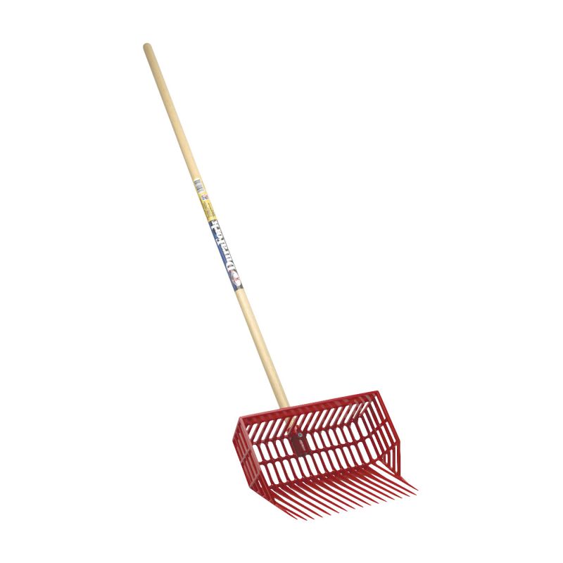 Little Giant DuraPitch II DP2RED Manure Fork, Basket Tine, Polycarbonate Tine, Wood Handle, Red, 52 in L Handle Red