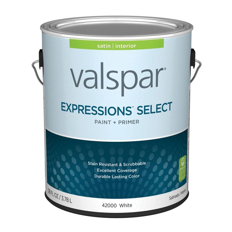 Valspar Expressions Select 4200 07 Latex Paint, Acrylic Base, Satin Sheen, White Base, 1 gal White Base