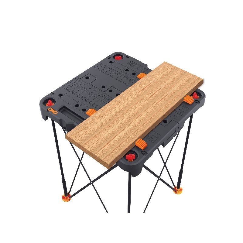 WORX WX066 Portable Work Table, 32 in OAH, 300 lb Capacity, Black, Plastic Tabletop 300 Lb, Black