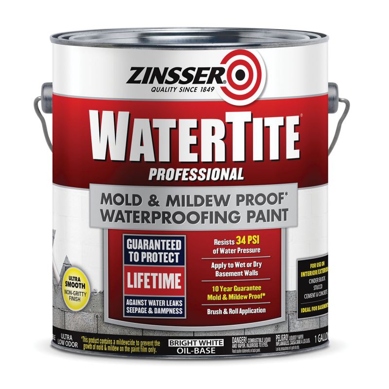 Zinsser WATERTITE 05001 Block Filler Paint, Oil, White, 1 gal, Can, 75/100 sq-ft/gal Coverage Area White