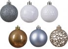 Decoris Shatterproof Bauble Christmas Ornament Sparkle Rose, Pearl, White, Hazy Blue