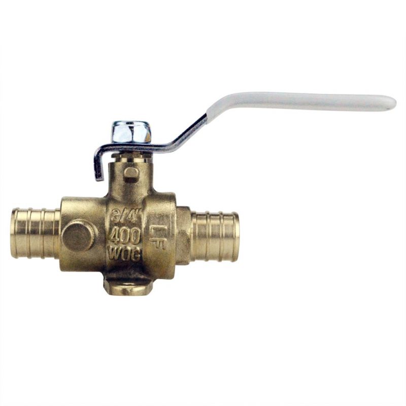 Apollo APXV12WD Ball Valve with Drain and Mounting Pad, 1/2 in Connection, Barb, 200 psi Pressure, Lever Actuator